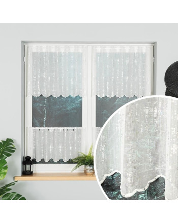 Gotowa zazdrostka z białej etaminy ze srebrzystym ozdobnym nadrukiem, oferowana w kilku rozmiarach