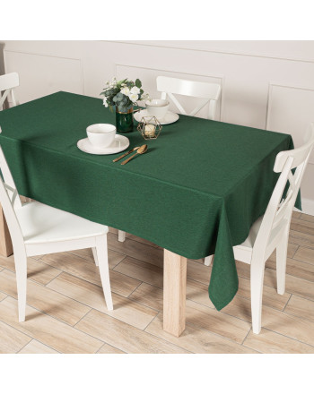 Obrus z tkaniny wodoodpornej o fakturze płótna, wykończony listwą, kolor zielony, oferowany w kilku rozmiarach,  Aruba