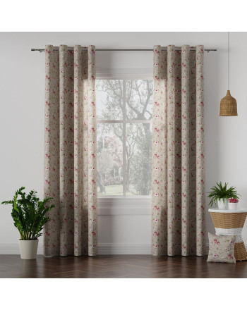 Tkanina bawełniana zasłonowa drukowana w róże, kolor beżowo-różowy, szerokość 140 cm, Latina - sprzedawana na metry