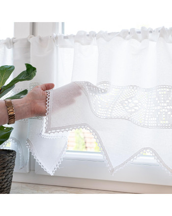 Bawełniana zazdrostka ażurowa, kolor biały, oferowana w 2 wysokościach, Eris - sprzedawana na metry