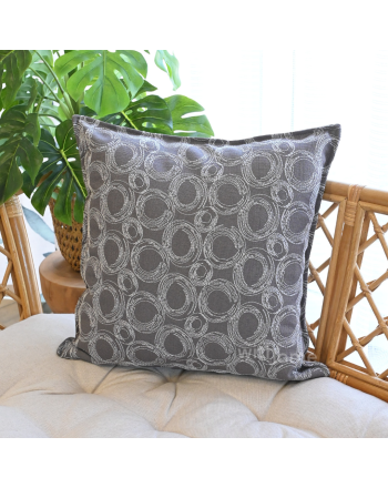 Poszewka na poduszkę z dekoracyjnym naszywanym wzorem,  kolor szary, rozmiar 45x45 cm