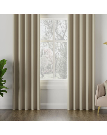 Zasłona do salonu z tkaniny zaciemniającej typu blackout na taśmie, kolor jasny kremowy - szyta na wymiar