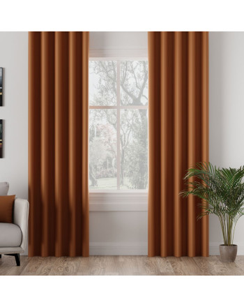 Zasłona do salonu z tkaniny zaciemniającej do szyny sufitowej, kolor ciemny pomarańczowy - szyta na wymiar