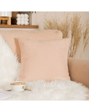 Poszewka na poduszkę z tkaniny welurowej Milas, do salonu, sypialni, kolor nude