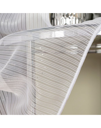 Długa biała firana z ołowianką do salonu, ozdobiona srebrnymi cekinami, na taśmie marszczącej, wysokość do 300 cm, Eleni - szyta na wymiar