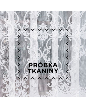 Próbka firany żakardowej ze wzorem po całości, kolor biały, 910007