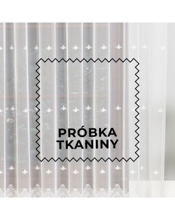 Próbka firany, tiul z błyszczącym haftem, kolor biały, Lavinia