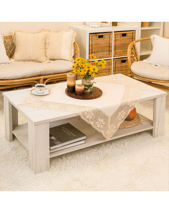 Serweta bawełniana z ażurem, kolor kremowy, rozmiar 85x85 cm, Rachela