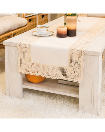 Bieżnik bawełniany z ażurem w kolorze kremowym, rozmiar 50x100 cm, Rachela