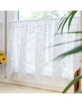 Zazdrostka ażurowa z bawełny, kolor biały, oferowana w 2 wysokościach, Iness - sprzedawana na metry
