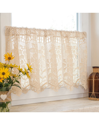 Zazdrostka ażurowa z bawełny, kolor kremowy, oferowana w 2 wysokościach, Iness - sprzedawana na metry
