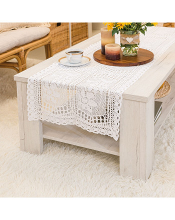 Ażurowy, gotowy bieżnik bawełniany, kolor biały, rozmiar 60x120 cm, Iness