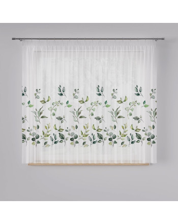 Firanka z woalu, drukowana z roślinnym motywem, wysokość 157 cm, Samsun - sprzedawana na metry
