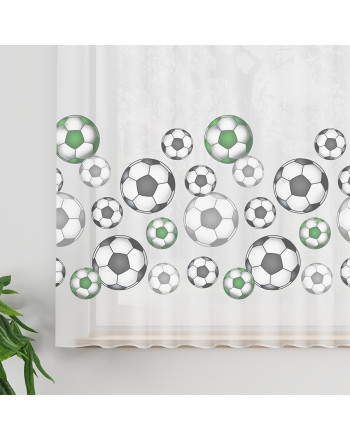 Krótka firanka woalowa do pokoju dziecięcego,  kolor zielony, wysokość 157 cm, Futbol, Piłka - sprzedawana na metry