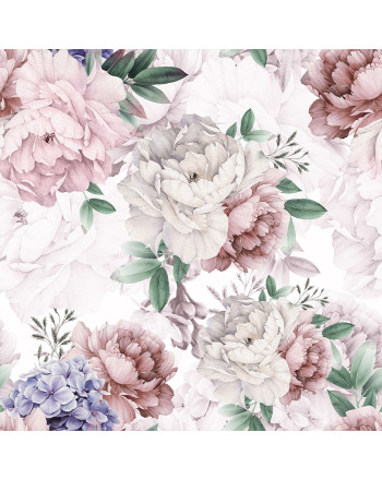 Wodoodporna tkanina na obrusy lub zasłony, drukowana w róże, szerokość 160 cm, Peoni - sprzedawany na metry