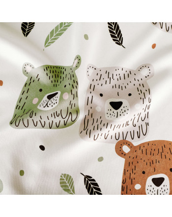 Welurowy materiał na zasłony do pokoju dziecięcego Miłe Misie, kolor zielony, szerokość 165 cm - sprzedawana na metry