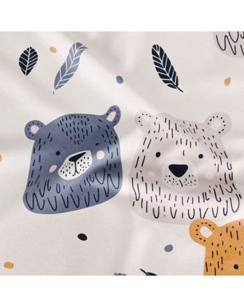 Materiał na zasłony do pokoju dziecięcego Miłe Misie, kolor niebieski, szerokość 165 cm - sprzedawana na metry