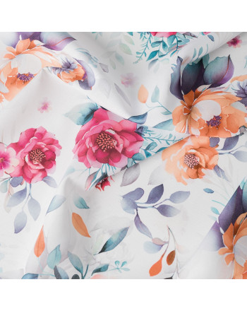 Tkanina zasłonowa drukowana w polne kwiaty, wielokolorowa, szerokość 140 cm, Karen- sprzedawana na metry