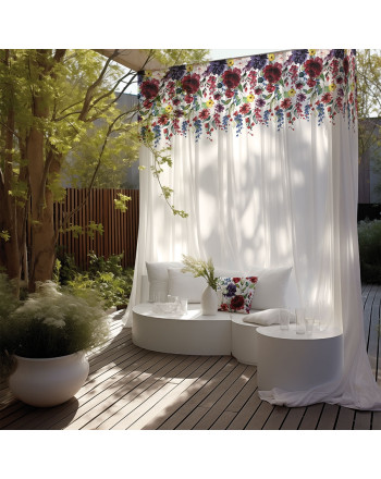 Tkanina wodoodporna drukowana w kolorowe kwiaty, wysokość 300 cm, Jolanda - sprzedawana na metry