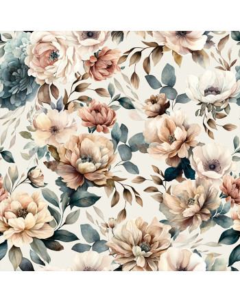 Welwetowy materiał na zasłonowy z nadrukiem, kolor beżowy, szerokość 150 cm, Alba - sprzedawana na metry