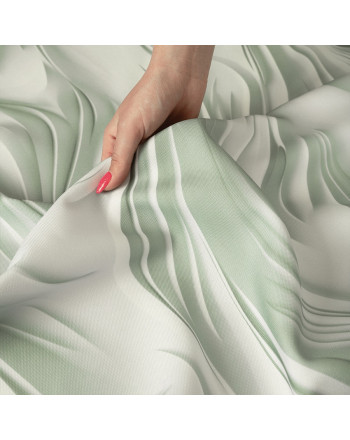 Wodoodporny materiał na zasłony i obrusy z nadrukiem w kolorze szałwiowym, szerokość 160 cm, Calm - sprzedawany na metry