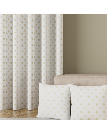 Biała zasłona welurowa do pokoju dziecka, uszyta na taśmie, kolor biały w kropki - szyta na wymiar