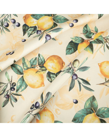 Wodoodporna tkanina dekoracyjna na obrusy lub zasłony, owocowy nadruk, szerokość 145 cm, Citrus - sprzedawana na metry