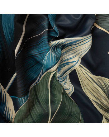 Materiał na zasłony zaciemniający typu blackout, drukowany wzór liście, wysokość 300 cm, Zurin - sprzedawany na metry