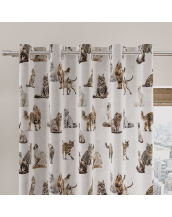 Zasłona do pokoju dziecięcego na taśmie ze wzorem Kociaki - szyta na wymiar