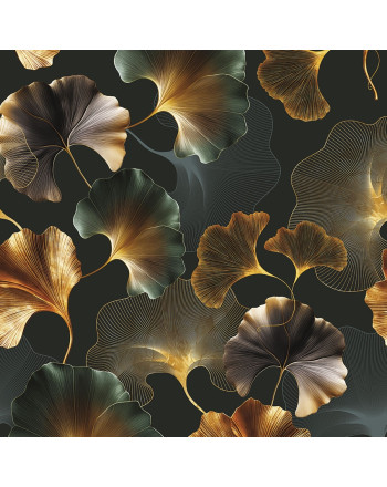 Welwetowy materiał na zasłony, drukowany w tonacji zielonej, szerokość 150 cm, Marisel - sprzedawany na metry