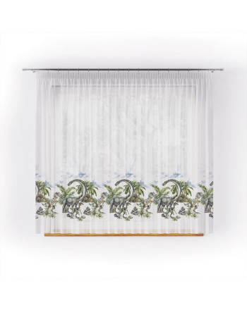 Firanka do pokoju dziecka, woal drukowany, Dinozaury, wysokość 157 cm - sprzedawana na metry