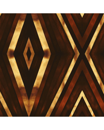 Welwetowy materiał na zasłony, drukowany ze wzorem geometrycznym, kolor rudo-miedziany, szerokość 150 cm, Diament - sprzedawany na metry