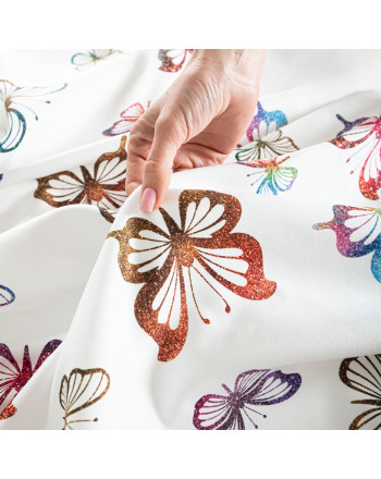 Materiał na zasłony do pokoju dziecięcego Motylki, szerokość 165 cm, kolor biały - sprzedawana na metry