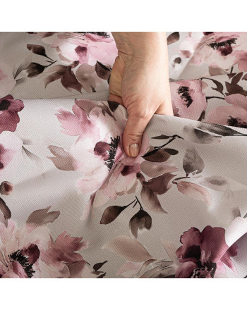 Wodoodporny materiał na obrusy lub zasłony, kolor szary z kolorowym nadrukiem, szerokość 160 cm, Florencja - sprzedawany na metry