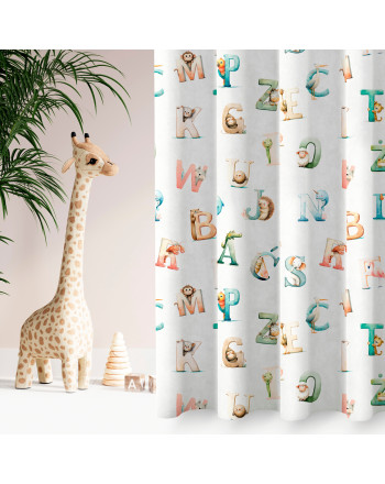 Zasłona do pokoju dziecięcego na taśmie ze wzorem Alfabet - szyta na wymiar
