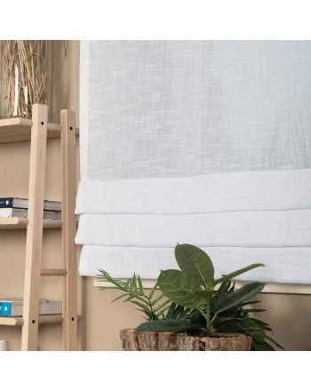 Atrapa rolety rzymskiej z trzema zakładkami, tkanina typu len, na karnisz, 140x130 cm, kolor biały