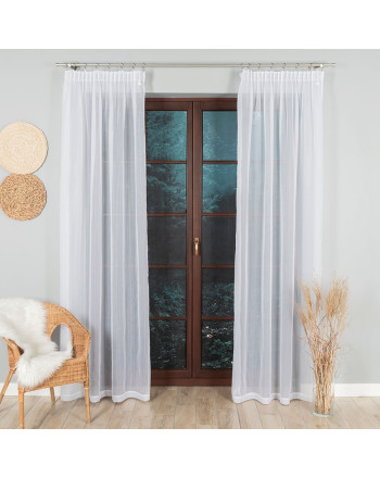 Firana gotowa z woalu, uszyta na taśmie, kolor biały, rozmiar 140x230 cm, FG0001