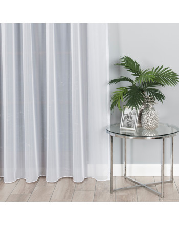 Biała firana woalowa na fleksach gładka z obciążnikiem 