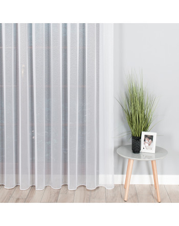 Firanka na markizecie z obciążnikiem na taśmie, odcienie białego - szyta na wymiar