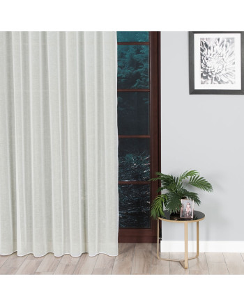 Nowoczesna kremowa firana z połyskiem do szyny sufitowej z obciążnikiem, wysokość do 290 cm - szyta na wymiar