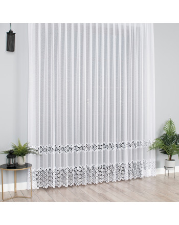 Nowoczesna firana na tunelu markizeta z gipiurą - szyta na wymiar