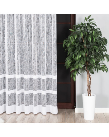 Nowoczesna firanka żakardowa z pasami na taśmie, 018352, kolor biały - szyta na wymiar