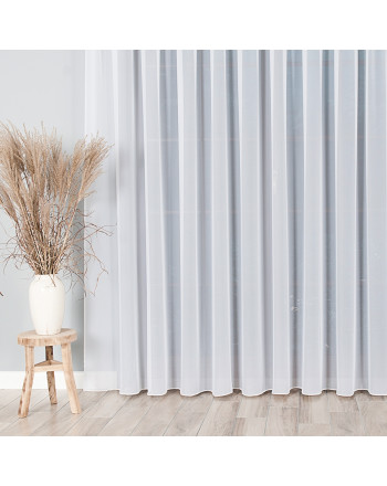 Biała gładka firana z obciążnikiem na fleksach - szyta na wymiar 