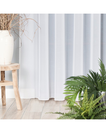 Gładka firana z obciążnikiem na przelotkach w kolorze białym - szyta na wymiar 