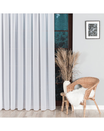 Firana gładka z obciążnikiem na tunelu w kolorze białym - szyta na wymiar 