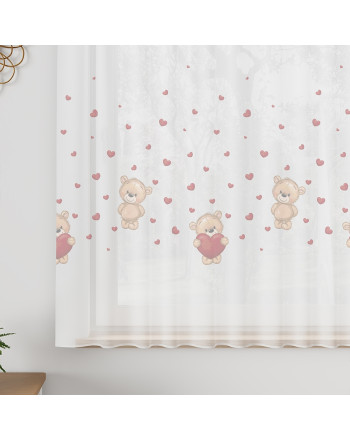 Firanka woalowa na haczykach fleksach do pokoju dziecięcego Misiaki - szyta na wymiar