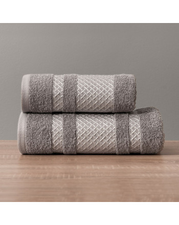 Ciemnoszary ręcznik bawełniany Lionel ze srebrną bordiurą