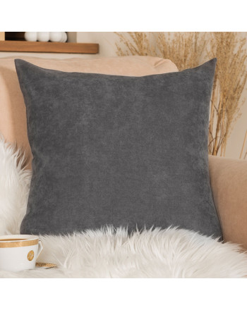 Poszewka dekoracyjna na poduszkę z tkaniny welurowej Milas, kolor grafitowy