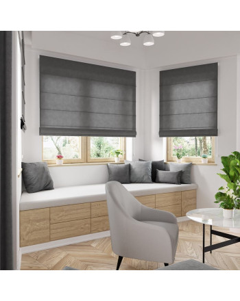 Gotowa roleta rzymska nowoczesna Milas, kolor szary, szerokość 80-180 cm, wysokość 170 cm