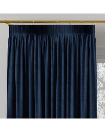 Zasłona gotowa na taśmie, kolor ciemny niebieski, szerokość 140 cm, wysokość 250 cm, Milas